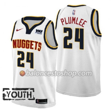 Camiseta Niños NBA Denver Nuggets Mason Plumlee 24 2018-2019 Nike Blanco Swingman